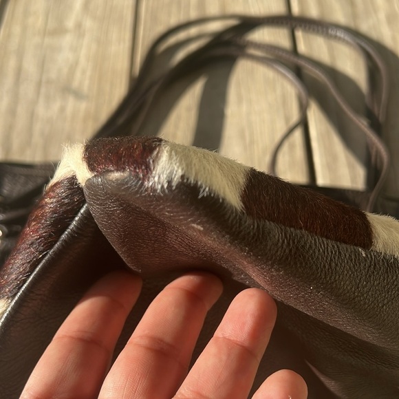 PlusBag Italy Zebra Haircalf Leather Western Tote shoulder bag Boho Cowgirl Chic - Picture 6 of 11